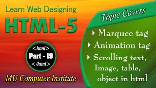marquee tag in html -19 | animation and scrolling text, image, table, object in html