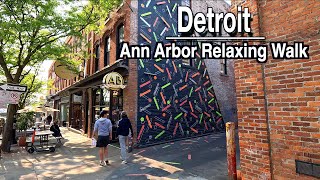 Detroit Ann Arbor Relaxing Walk | 5k 60 FPS | City Sounds