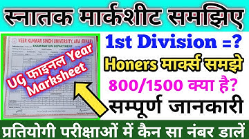 Graduation Marksheet समझिए | Part-3 Final Year Marksheet देखिए | स्नातक में Mark