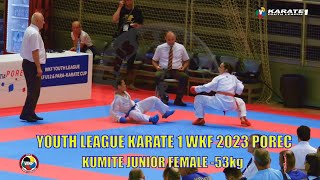 Youth League Karate1 WKF 2023 Poreč KVASNICOVA N. (SVK) vs WOLF A. (GER) #karate #wkf #wkfkarate