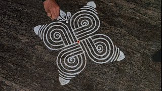 3 simple rangoli designs with 2*2 dots 🍀 swastik rangoli  designs