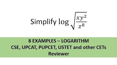 8 Examples Logarithm - CSE, UPCAT and other CETs Reviewer