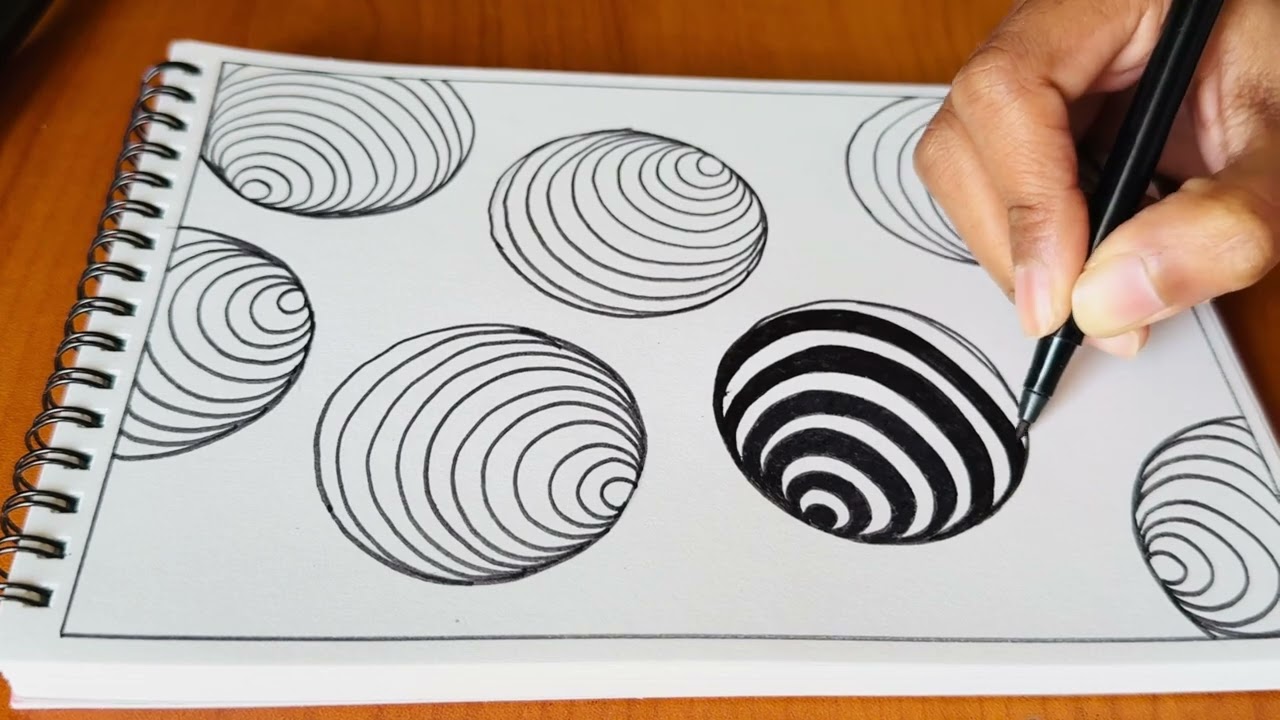 Mesmerizing black-and-white spiral spheres that trick your eyes. Simple lines, hypnotic vibes.