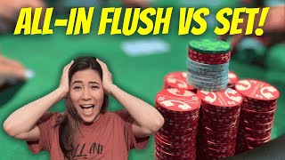 INSANE RIVER! ALL IN on Turn With A Flush Versus A Set! Crazy $1/2 Texas Poker!Poker Vlog #85