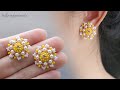 Spring flower earrings. How to make beaded stud earrings