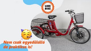 Nem csak egyedülálló de praktikus is! Lofty-3 TRINITY háromkerekű elektromos kerékpár 36V 12Ah 250W