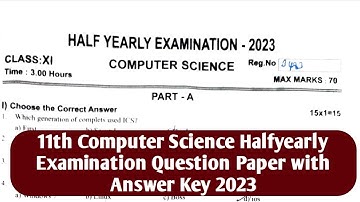 11th Computer Science|Halfyearly|Examination|Question|Paper|With|Answer|Key|2023|Vincent Maths|