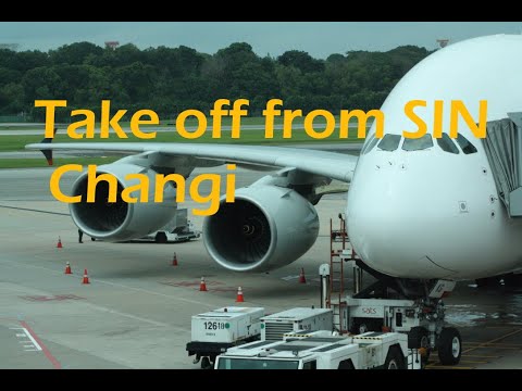 Takeoff from Singapore Changi Airport in the morning hours