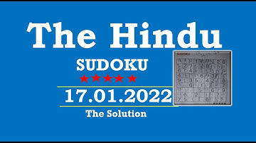 The Hindu  Sudoku Jan 17, 2022 - 5 Star - The Solution