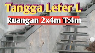 Cara membuat tangga leter l, ruangan 200x400cm T.400cm