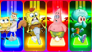 Sandy cheeks vs Spongebob vs Patrick star vs Squidward tentacles in Tiles Hop Challenge #coffindance