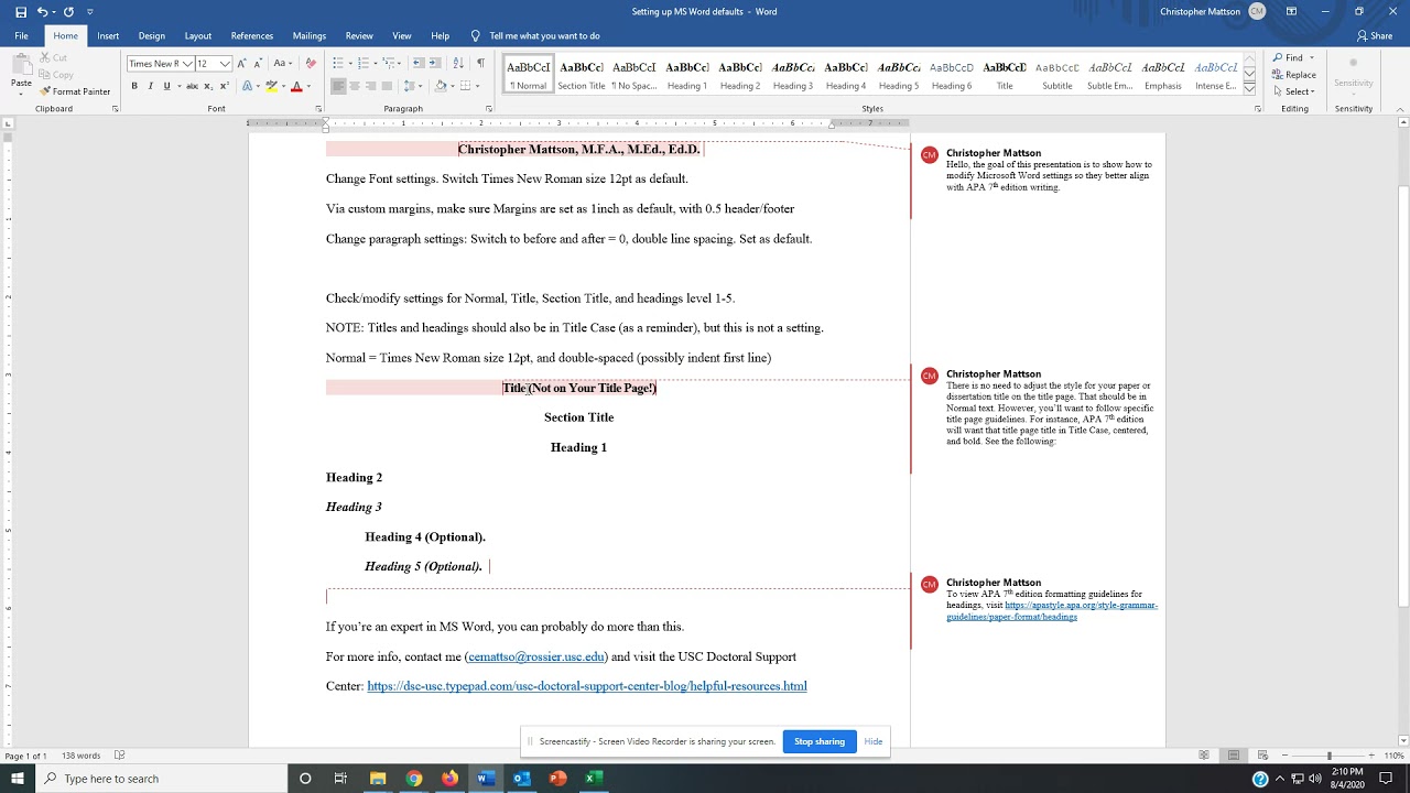 updating-ms-word-default-settings-for-apa-7th-edition-youtube