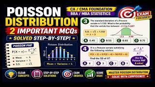 🎯Poisson Distribution MCQs | Standard Deviation &amp; Probability (CA/CMA)