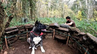 7 Days SOLO SURVIVAL CAMPING - Building BUSHCRAFT SHELTERS with FIREPLACE. Outdoor Cooking