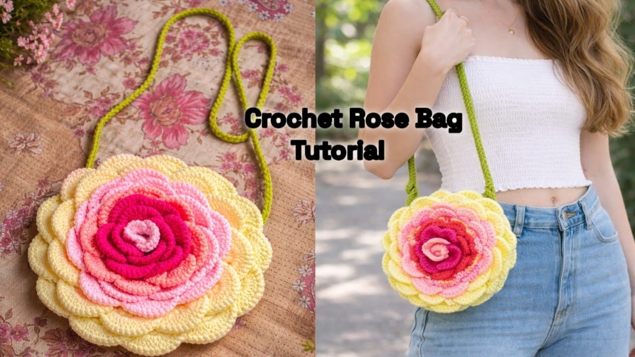 Crochet Rose Bag Tutorial | Handmade Stylish Flower Bag Step by Step 🌹🧶