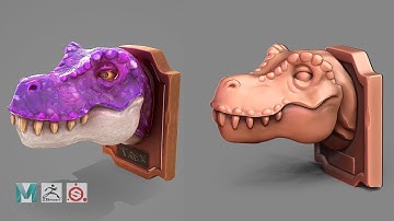Making a Stylized T-Rex Head Mount in Maya, Zbrush, and Substance Painter