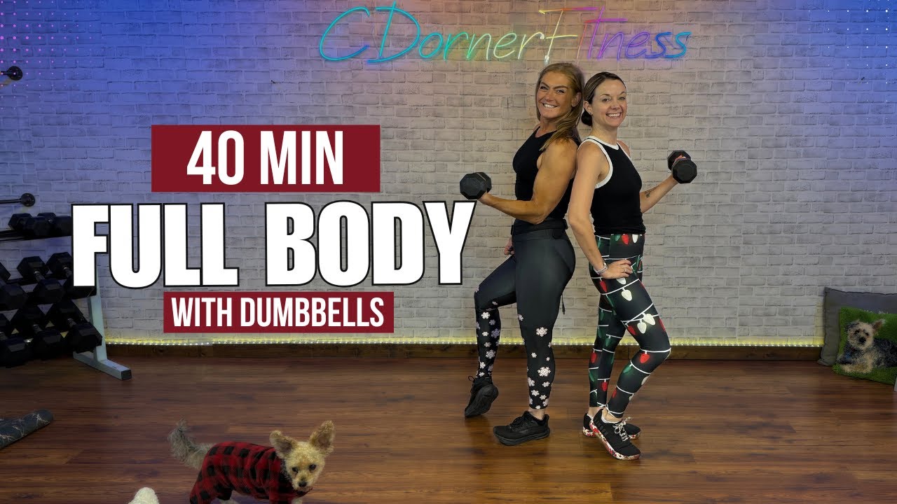 40 Min - Fun & Sweaty At Home Full Body Workout with Dumbbells