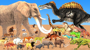 Giant Wild Elephant vs Spinosaurus Dinosaurs Wild Animals Epic Battle Animal Revolt Battle Simulator