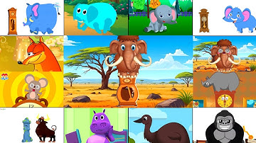 HICKORY DICKORY DOCK || 4 ELEPHANT & 8 DIFFERENT CLOCK CRASHER IN 1 BIG SCREEN || COLOR INVERSION FX