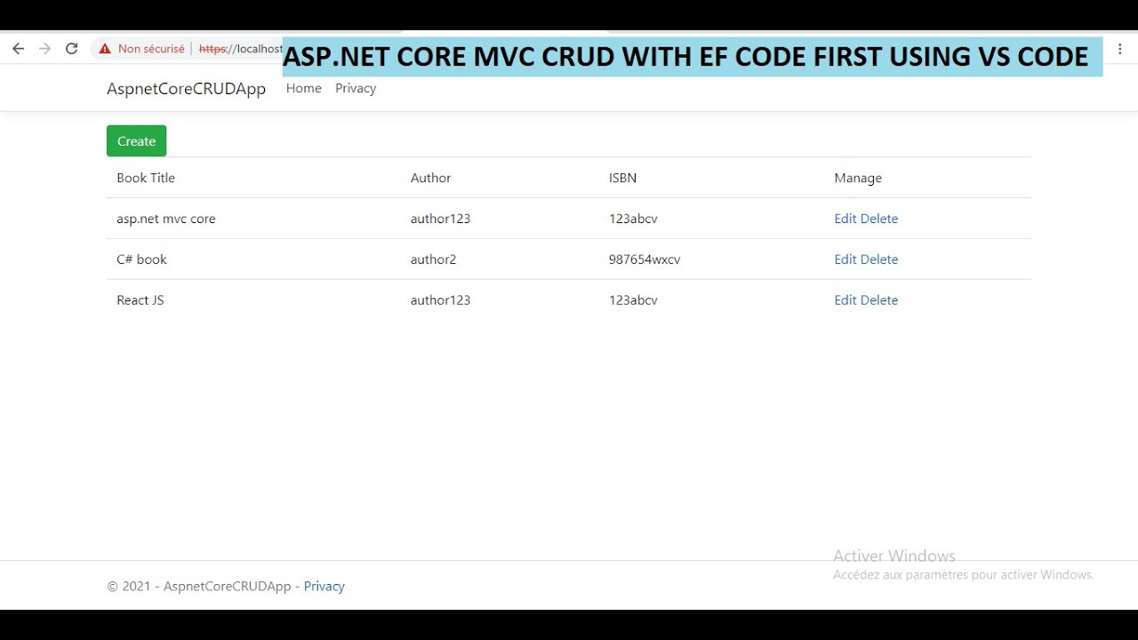 ASP.NET Core MVC CRUD Operations with EF Code First in Visual Studio Code - Part(3)
