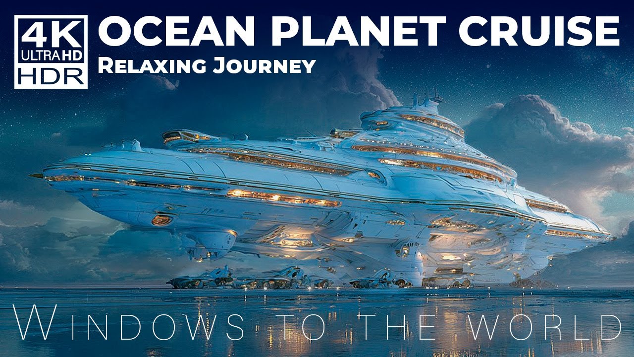 10 Hours of Futuristic Starship Ambience | Giant Spaceship Over an Ocean Planet | Sci-Fi Relaxation