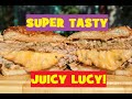 JUICY LUCY BURGER WITH JALAPENO PEPPERS AND CHEDDAR. HOW TO MAKE SUPER TASTY BURGER.