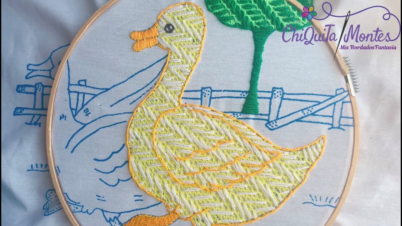 Bordado Fantasía Pato 1 / Hand Embroidery Duck 🦆 with Fantasy Stitch