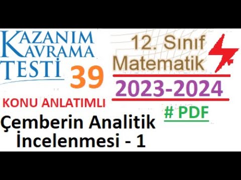 12. Sınıf | Kazanım Testi 39 | Çemberin Analitik İncelenmesi 1 | Matematik | 2023 2024 | MEB | EBA