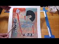 Finished monoprint collages with signing and numbering (asmr with tracing and hand movements)