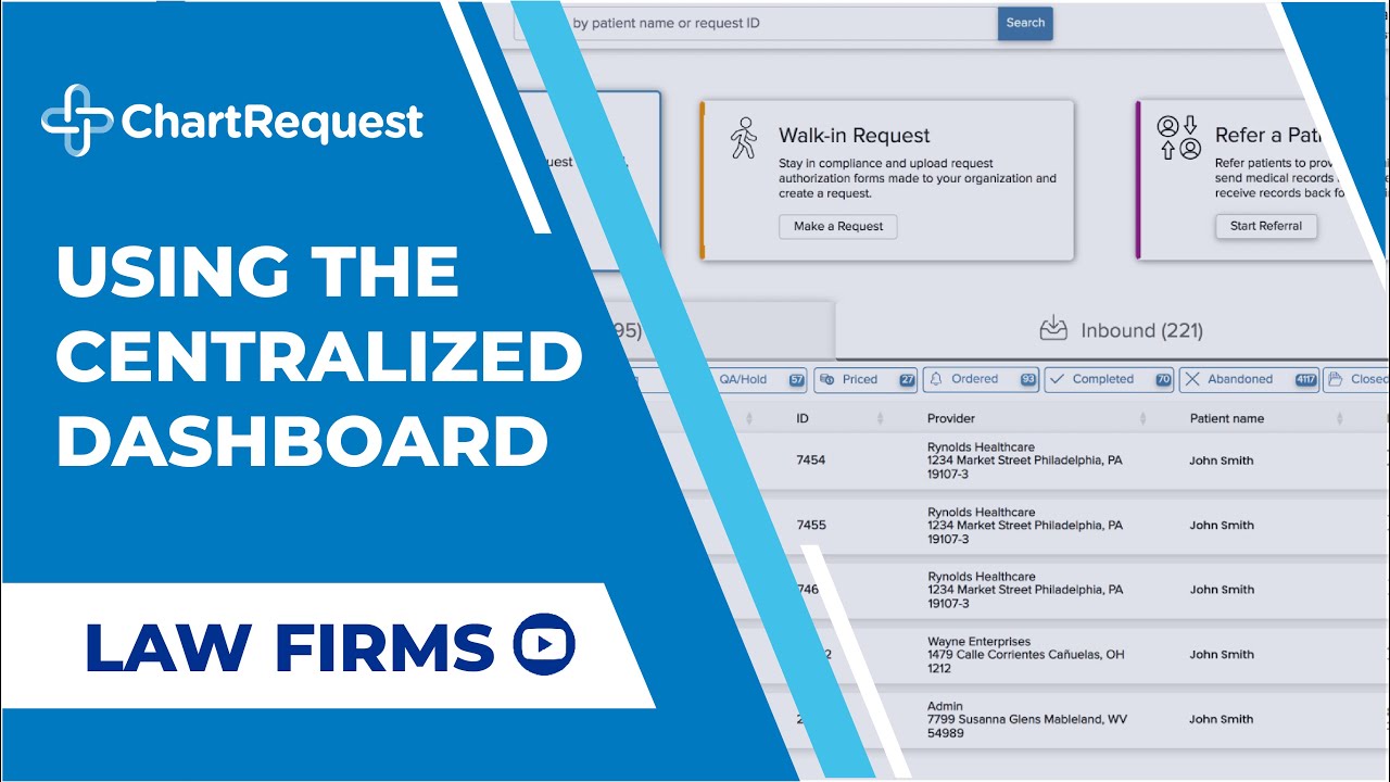 Using the Centralized Dashboard as a Law Firm