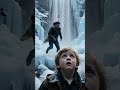 Frozen waterfall collapses as huge icicles crash down near families