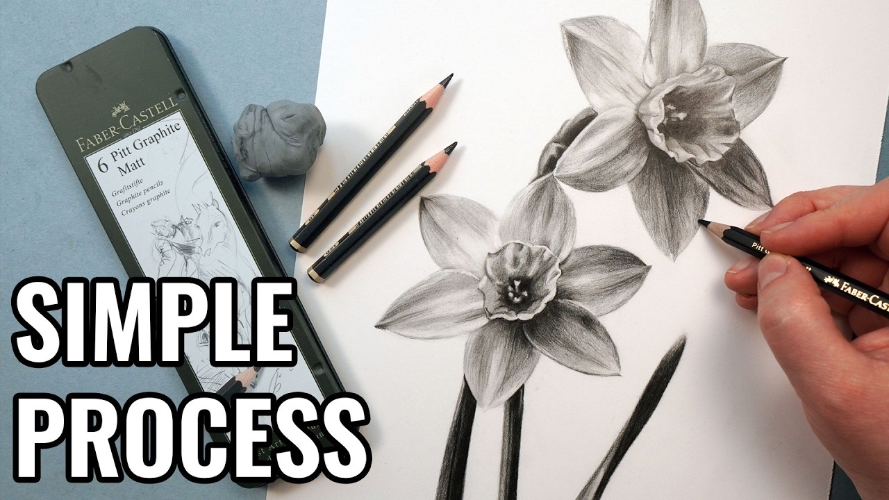 How to Draw Flowers with Graphite Pencils (Beginner Process) - YouTube