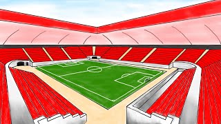 Cara Mudah Menggambar Stadion Sepak Bola - How to draw football stadium