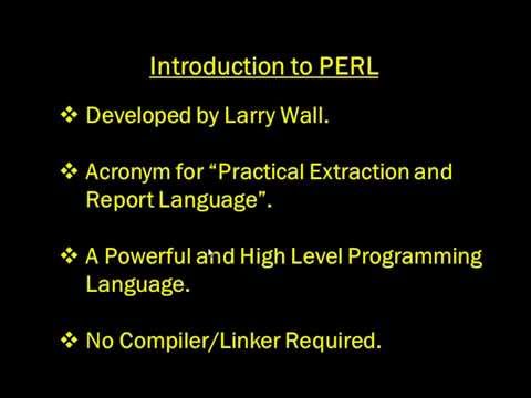 Best Perl Tutor : 1 - Perl Introduction