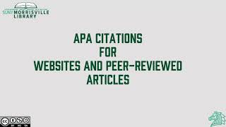 APA Citation Demonstration for Websites and Peer-Reviewed Articles