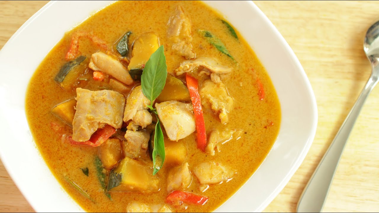 Thai Red Curry Chicken & Squash Recipe แกงเผ็ดไก่ - Hot Thai Kitchen