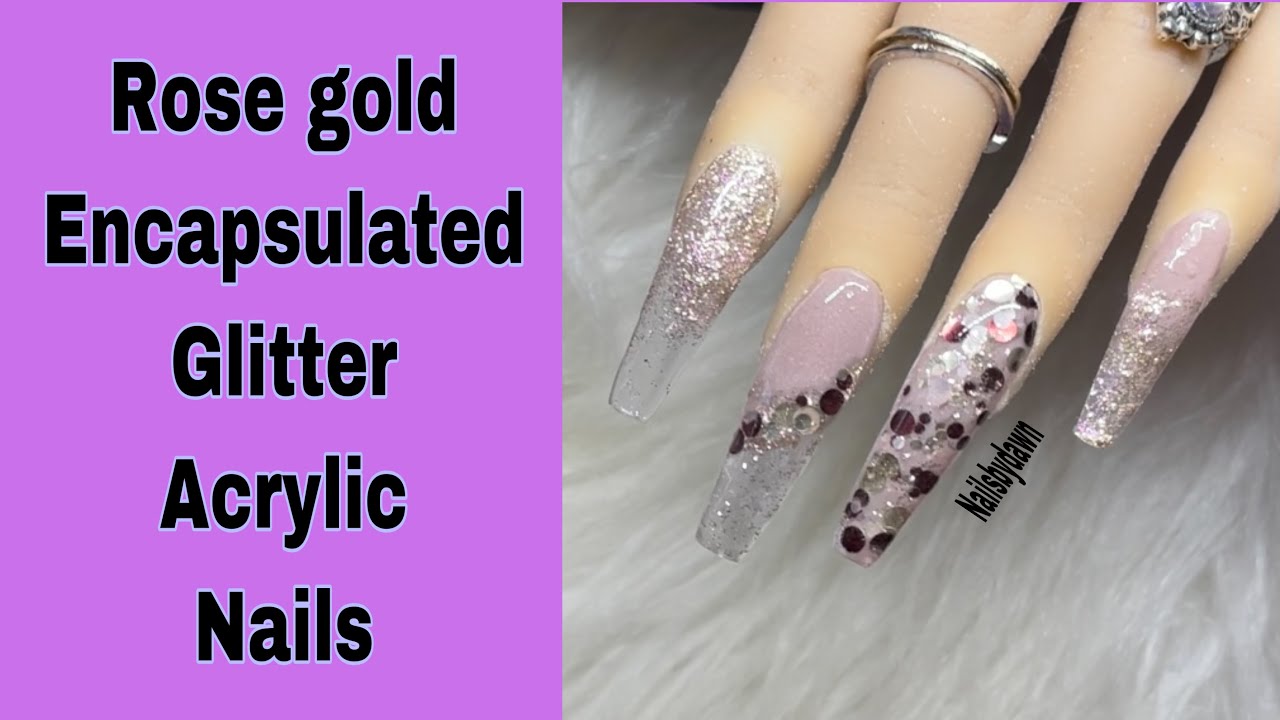 4. Grey and Rose Gold Acrylic Nails - wide 7