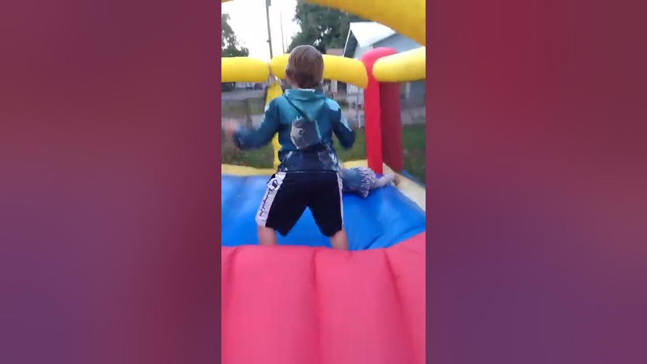 Baby giggles while getting bounced around on little Ikes bounce house 🏠