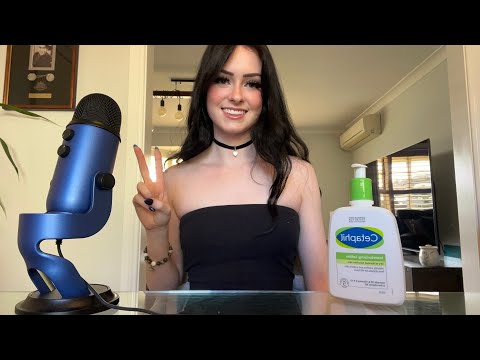 ASMR hand sounds & movements, nail tapping, collarbone tapping 🖤🧴
