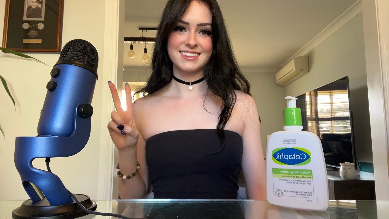 ASMR hand sounds & movements, nail tapping, collarbone tapping 🖤🧴