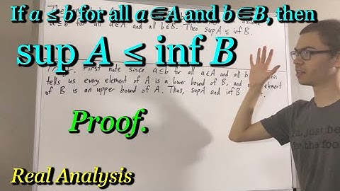 If a ≤ b for all a∈A and b∈B, then sup A ≤ inf B (Proof) [ILIEKMATHPHYSICS]