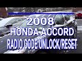 2008 Honda Accord Radio Code Unlock and Reset. Step by Step