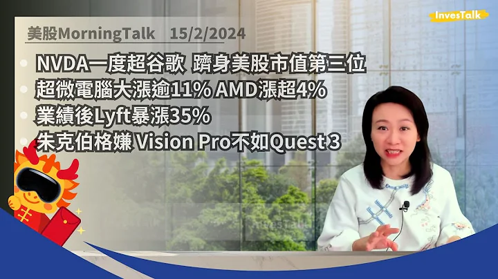 超微电脑大涨逾11% AMD涨超4%｜业绩后Lyft暴涨35%｜朱克伯格嫌 Vision Pro不如Quest 3｜NVDA新高 市值一度超谷歌  跻身美股市值第三位｜【美股速递】 - 天天要闻