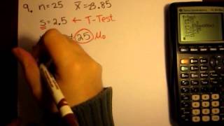 Quiz 4 Question 9: Hypothesis test for mean using T-Test