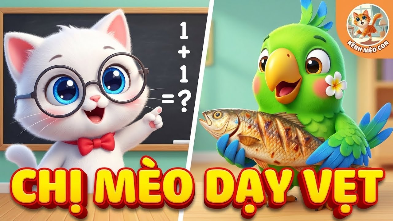 🐱🦜 Chị Mèo Dạy Vẹt Học Đếm | 1 Cộng 1 Bằng... Cá Ngừ? 🤣 | Nhạc Thiếu Nhi Hài Hước Hay Nhất