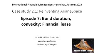 7: Interest rate sensitivity (2): duration & convexity; Financial lease