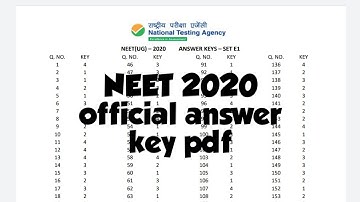 NEET 2020 official answer key pdf provided by NTA || NEET 2020 Answer key pdf || Neet 2020 answers
