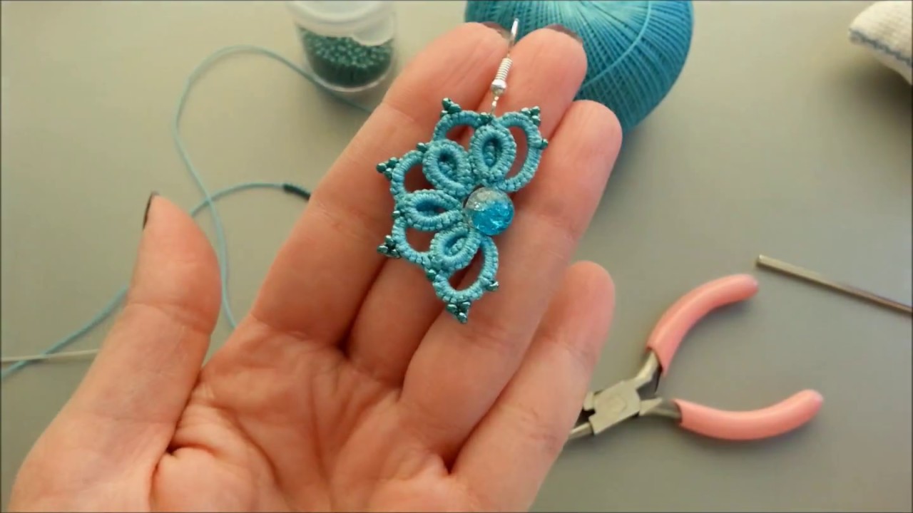 Мастер класс серьги фриволите. Фриволите иглой. Earrings needle tatting. Frivolité. Occhi.