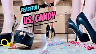 Peep Toe High Heels Crushing Food Pea Vs. Candy Oddly Satisfying Asmr