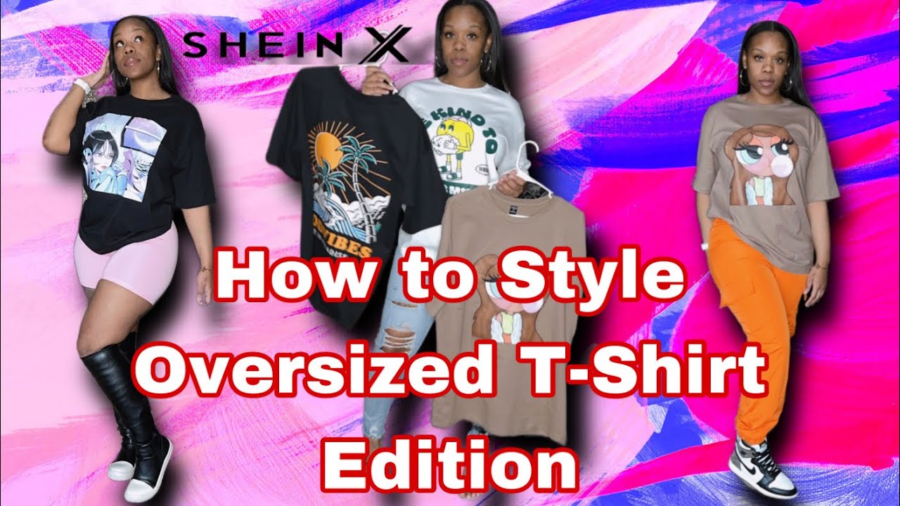 How To Style Oversized SHEINX Tshirts | BraiderBae - YouTube